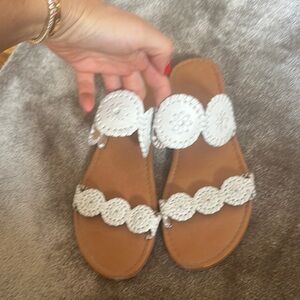 White Crochet Women's Sandals